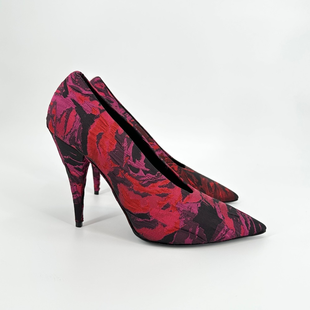 Dries Van Noten Fuchsia Floral Jacquard Pointed‎ Toe Pumps Stiletto Heels 40 NIB
